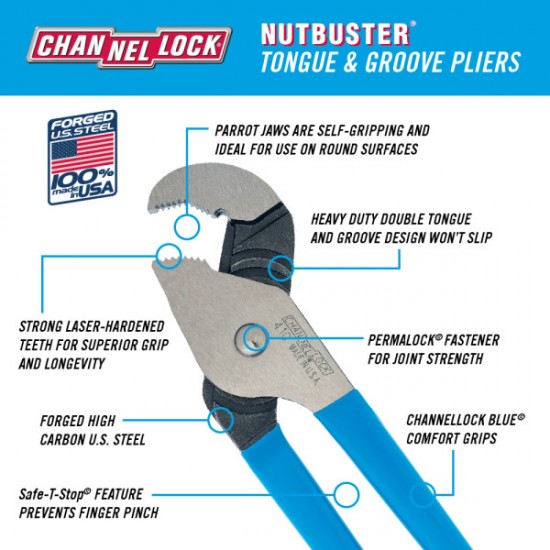 Channellock Cleste reglabil Nutbuster 240/28.4mm