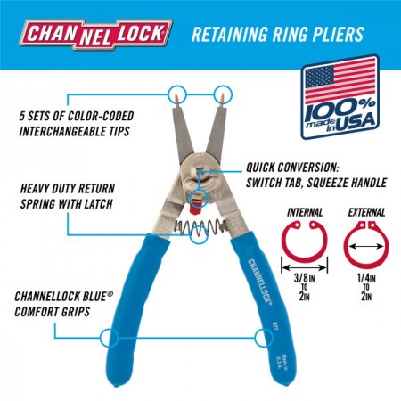  Channellock Cleste sigurante zegher pana la 50mm cu kit capete schimb