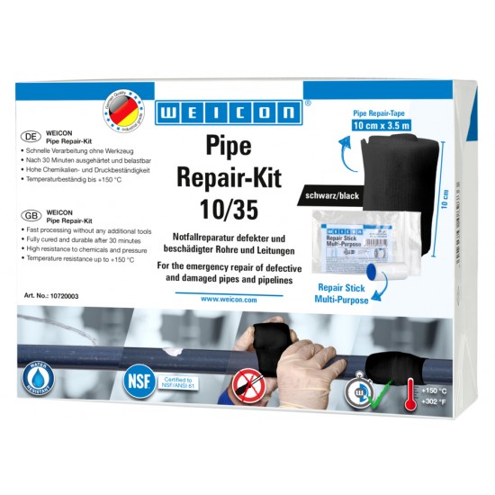  WEICON Set de reparatii tevi si conducte | pentru reparații de urgență la conductele și țevile deteriorate 