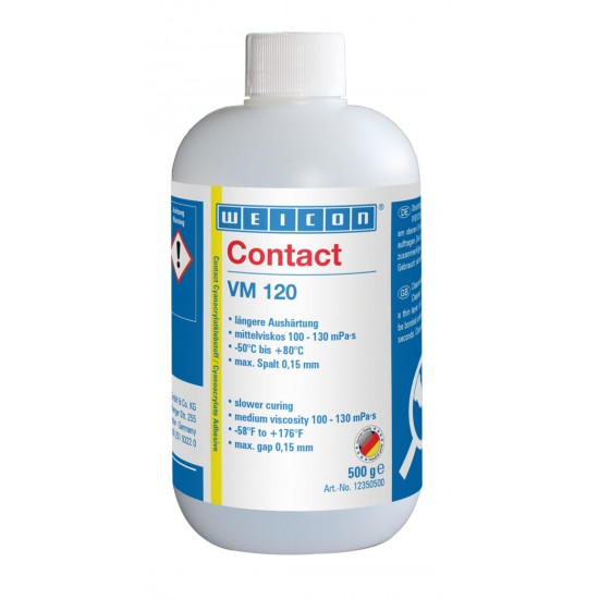  WEICON Contact VM 120 Adeziv cianoacrilat | adeziv instant cu vascozitate medie, pentru metale 