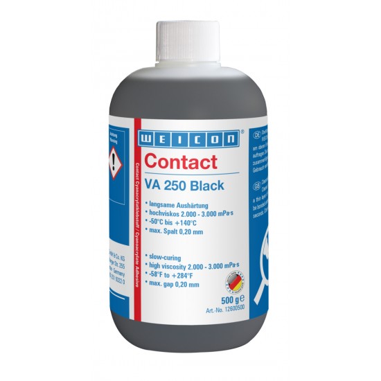  Adeziv cianoacrilat VA 250 negru | adeziv instant cu vascozitate inalta, cu filer de cauciuc 