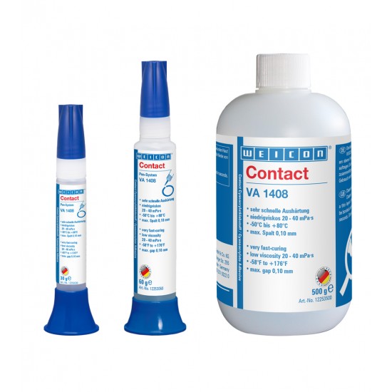  WEICON Contact VA 1408 Adeziv cianoacrilat | adeziv instant rezistent la umiditate, cu vascozitate joasa 